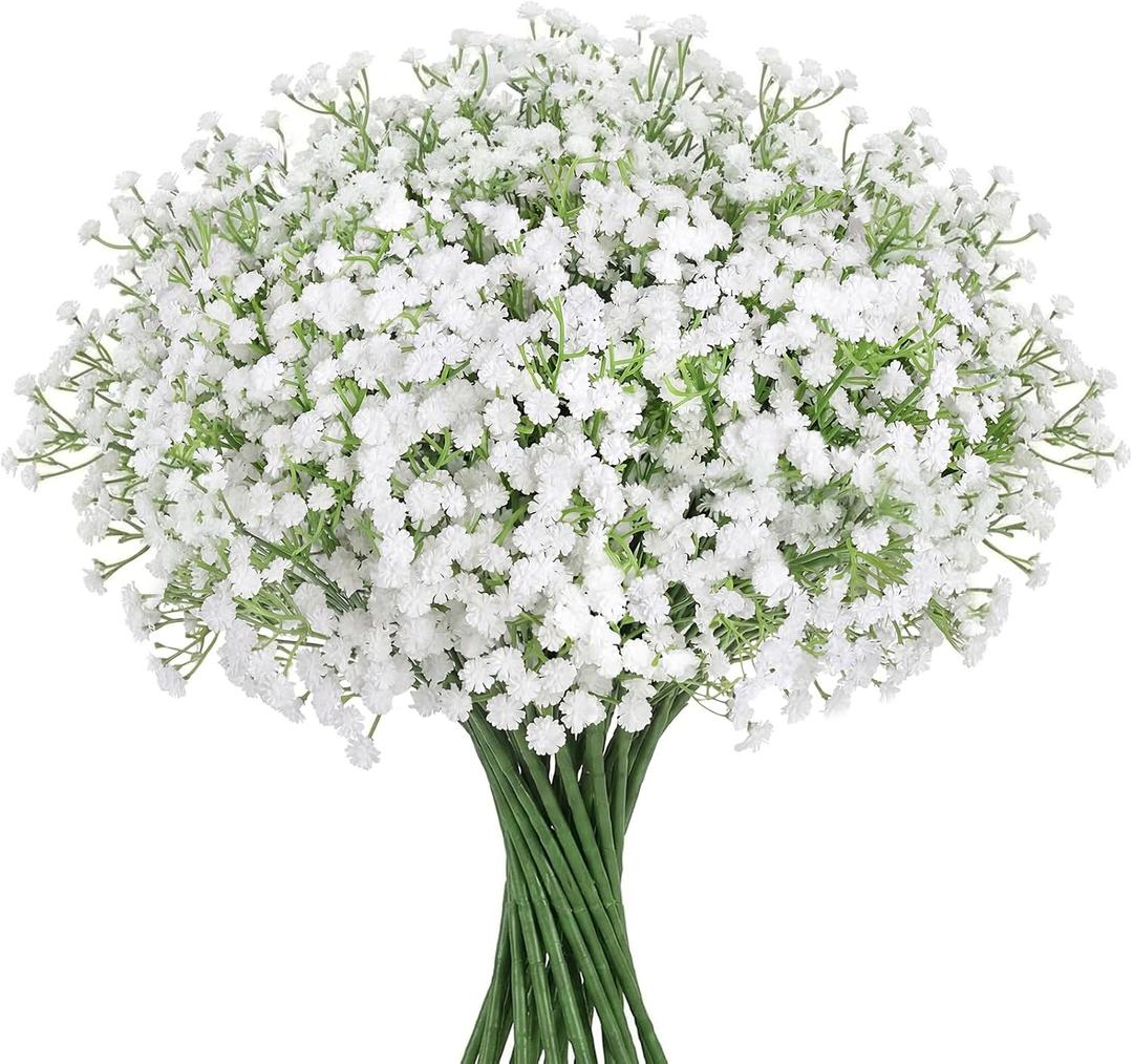 DomeStar 11 PCS Babys Breath Artificial Flowers Bulk, 21" Real Touch Fake Gypsophila Bouquet for Wedding Centerpieces, Home Table Decor, DIY Floral Arrangement