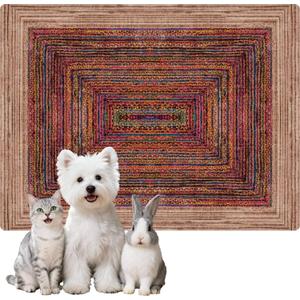 Washable Pee Pads for Dogs, Reusable Puppy Potty Training Pads, Ultra-Absorbent Thick Waterproof Leak-Proof Non-Slip Pads & Mat for Crate, Playpen, Floor, Whelping & Housebreaking , 2 Pack 18"x24" (Sisal Bohemian Print)