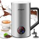 Milk Frother and Steamer, 6-in-1 Hot and Cold Foam Maker, Electric Milk Steamer with Auto Shut-Off and Milk Warmer for Coffee, Latte, Cappuccino, Hot Chocolate, (Silver)