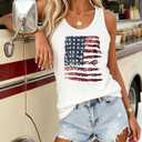 Women's American Flag Racerback Tank Top Patriotic 4th of July Sleeveless Casual Vest (XL)