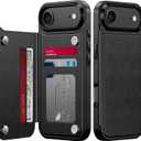 LETO for iPhone Air Wallet Case with Card Holder - Flip Folio Leather Kickstand - Fashionable Designs - Shockproof Protective Phone Cover for iPhone 17 Air Women and Girls - Black