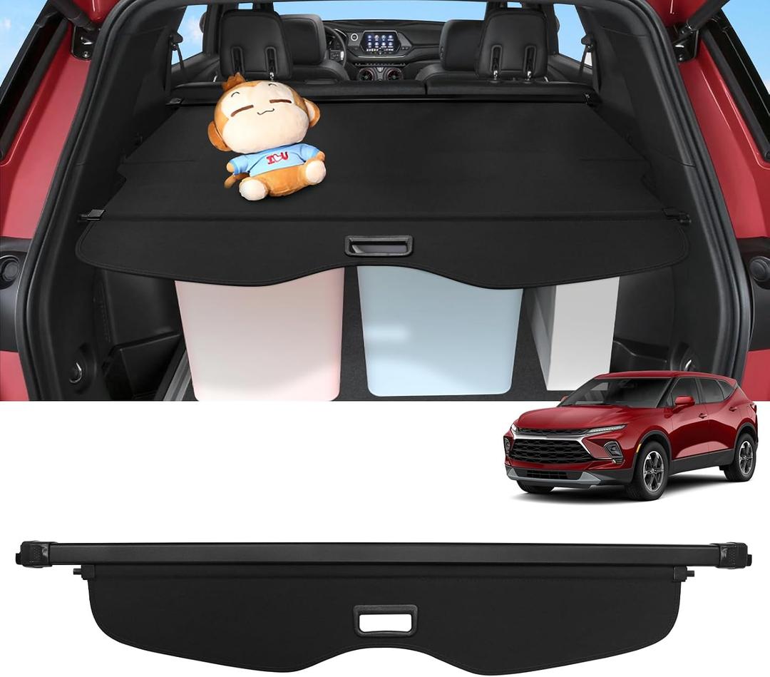 Sze Cargo Cover for Chevy Blazer 2019-2025 2026 Retractable Trunk Cover Black Rear Trunk Security Cover Shielding Shade Waterproof-New Upgrade (Not fit for Blazer EV/Trailblazer)