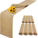 8 Pack Natural Burlap Table Runners,12 x 108 Inch Rustic Jute Table Runner and Placemats Bulk for Western Wedding Table Decorations,Farmhouse Style Party,Holiday,Kitchen Coffee Table Decor Cover