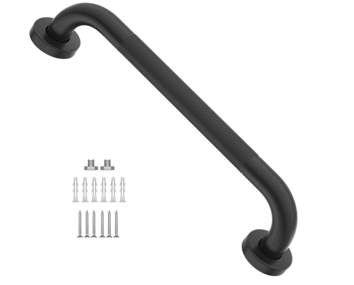 16 Inch Anti Slip Shower Grab Bar Oil Rubbed Black, Munzong Bathroom Grab Bar, Knurled Bathroom Balance Bar,Safety Hand Rail Support Handicap Elderly Injury Senior Assist Bath Handle