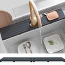 Fast Drying Stone Faucet Mat for Kitchen Sink with Raised Feet, Water Absorbent Diatomite Stone Sink Tray, Faucet Sink Splash Guard, Prevents Moisture Buildup, Durable Protector for Bathroom Counter (20" x 4", Dark Gray Style 1)