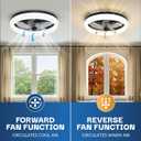 CannonX White 19” Fandelier Ceiling Fans with Lights and Remote, Low Profile Flush Mount Light Fixture Chandelier Fan for Bedroom, Kitchen, Reversible Motor with 6 Speeds, 3 CCT 3500K-5500K