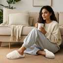 ULTRAIDEAS Women's Fuzzy Slip-on Slippers, Cozy Indoor House Shoes with Memory Foam (White, XL)