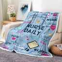 DYNH Nurse Nursing Student Gifts Blanket for Women Men, Nurse Appreciation Gifts for LPN New/School/Future/RN Nurses Practitioner Week Day,Blue,50x60