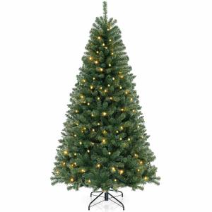PRE-LIT CHRISTMAS TREE ARTIFICIAL XMAS DECOR W/8 LIGHTING