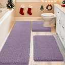 ACCUMTEK Upgrade Extra Large Lavender Bathroom Rug Set 3 Pieces Ultra Soft, Thick Absorbent Bath Mats, Non Slip Chenille Toilet Mat for Bathroom, Bedroom, Kitchen (4'1'8"+ 2'x1'5"+ U Shape 1'8"x2')