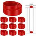 Threlaco 10 Pack Ultra Durable Vinyl Fence Post Donut Heavy-Duty 2-3/8" Steel Post to 5" Vinyl Stabilizer Adapter for Fence Installation Meets 0.150" Wall Thickness (Red)