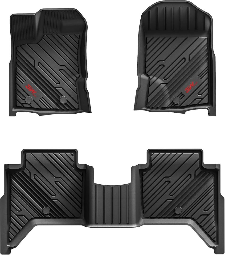3W Floor Mats Fit for Ford Ranger 2020 2021 2022 2023, TPE All Weather Floor Liner for Ford Ranger Super Crew Cab,1st & 2nd Row Full Set Custom Fit Car Mats Accessories (Ford Ranger Floor Mats)