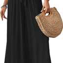 Bsubseach Wide Leg Pants Woman Flowy Floral Palazzo Pants for Women High Waisted Summer Casual Trousers Cruise Outfits (Small, Black)