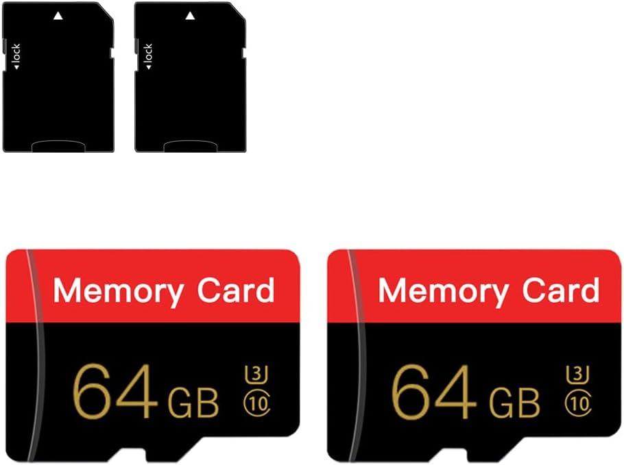 2 Pack Micro Memory Card 64 GB with Adapter, C10/UHS-I/A1, TransFlash Card, TF Card for Camera, Smartphone, Tablet, Drone (Red 64GB *2)