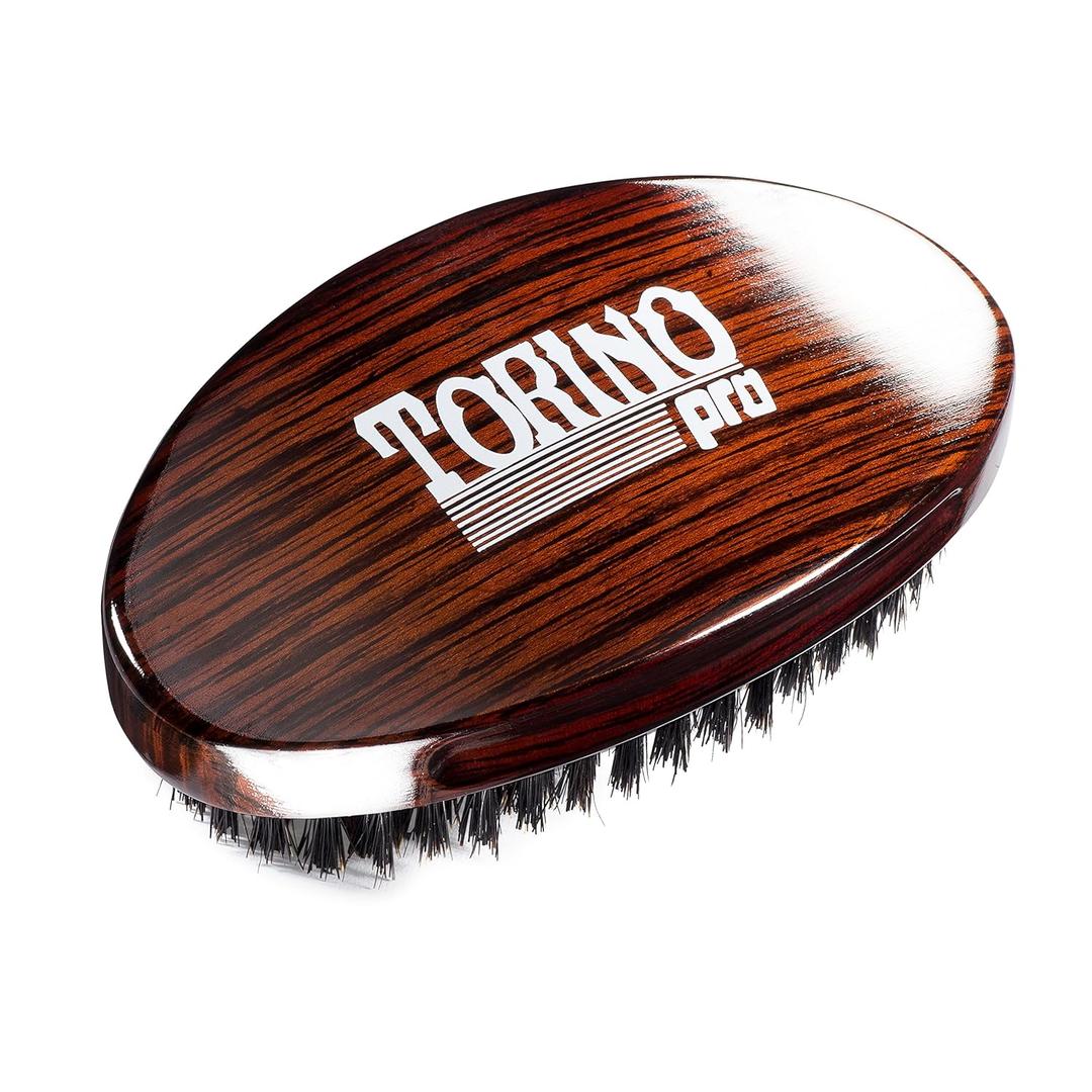 Torino Pro Wave Palm Brush #730 by Brush King - Medium Curve 360 Waves Multi-Purpose Brush (1 Count (Pack of 1), Ebony)