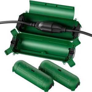 Flemoon [3 Pack] Outdoor Extension Cord Safety Cover, IP44 Weatherproof Electrical Box to Protect Outdoor Outlet, Plug, Socket, Halloween, Christmas Holiday Decoration Light, Green