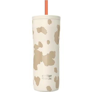 Contigo x Ally Love Stainless Steel Vacuum-Insulated Tumbler w/Straw, Autoclose Tech, Easy Clean Lid, Leak-proof Drinking, Keeps Drinks Cold 20hours, BPA Free, 24oz., Streeterville 2.0, Oatmilk