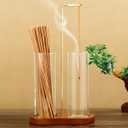 Incense Holder for Sticks 2 in 1 Incense Burner Holder with Storage & Ash Catcher Wooden Base, Glass Vessels, Metal Clip for Meditation, Yoga, Spa, Home & Garden Decor