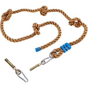 Climbing Rope for Kids, 8.2 FT Long with 4 Knotted Steps, Playground Accessories, Rope Swing for Obstacle Course, Treehouse Swingset Accessories Training for Kids Outdoor, Brown