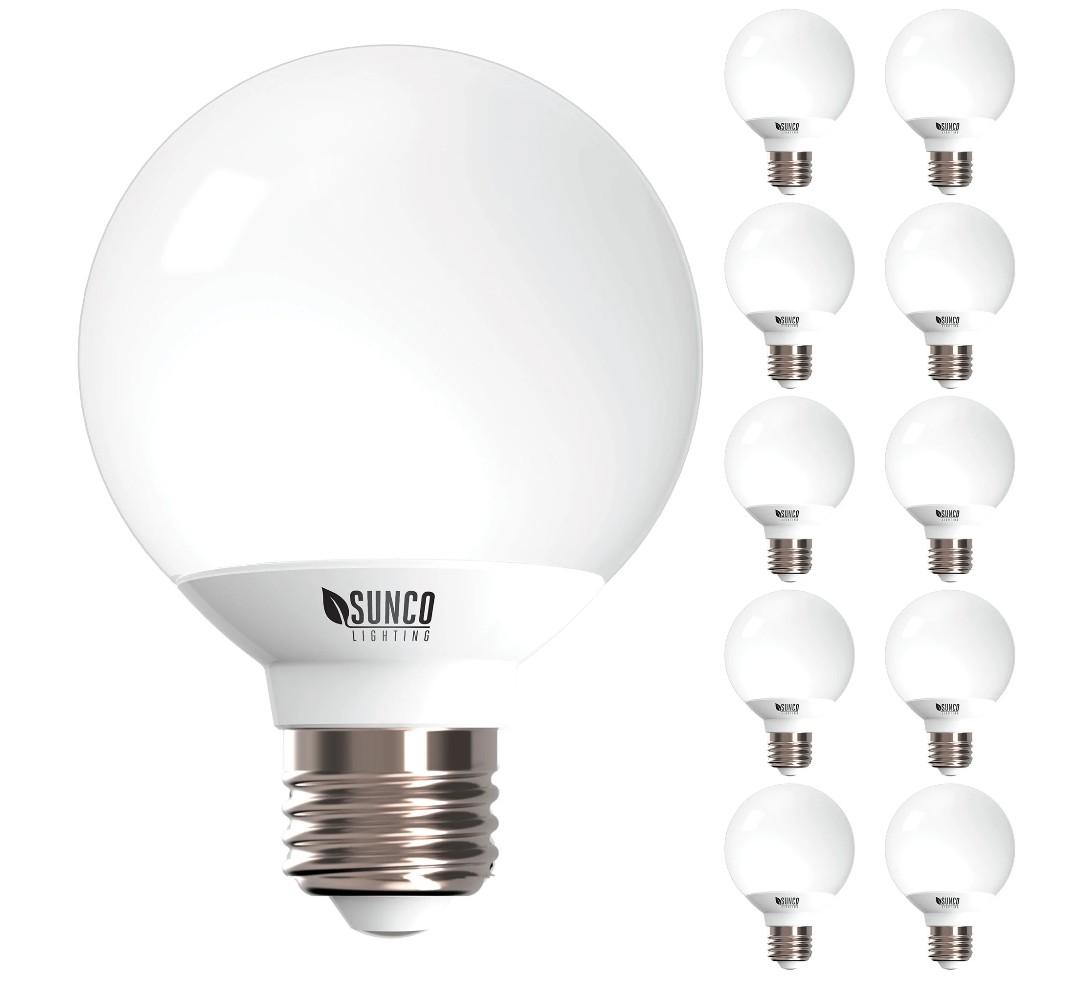 Sunco 9 Pack Vanity Globe Round Light Bulbs G25 LED for Bathroom Mirror 40W Equivalent 6W, 3000K Warm White, Dimmable, 450 LM, E26 Base, Round Frosted Decorative Bulb, UL & Energy Star Listed