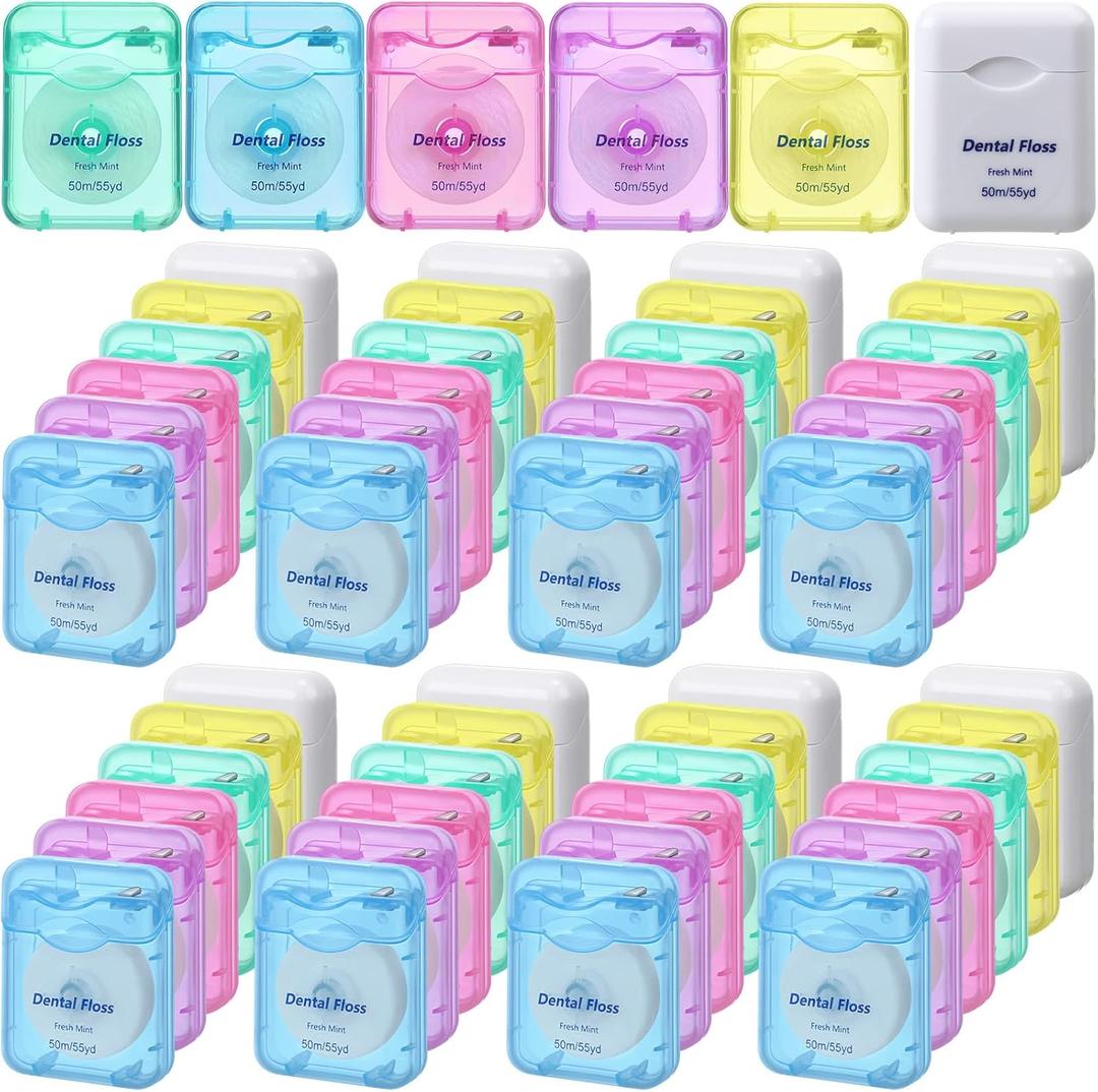 Mimorou 60 Pack Dental Floss Bulk Mint Flavored 50m Each Travel Dental Floss Oral Care for Teeth Protection(Multicolor)