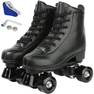 Jessie PU Leather Skates - Premium Adjustable Four-Wheel Roller Skates for Women, Men, Boys & Girls - Indoor & Outdoor (44-Women's 12/ Men's 10.5)