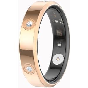 Yihou Smart Ring for Women Fitness Ring Health Ring with Diamonds Fitness Tracker with Heart Rate Sleep Monitor No Subscription Fee for Android iOS Gold 8#
