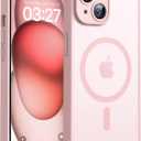 TOCOL Magnetic for iPhone 15 Case, Upgraded Full Camera Protection, Compatible with Magsafe, Drop Protection, Translucent Matte Back Bumper Phone Cover 6.1-Inch (Light Pink)