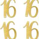Gold Glitter 16 Cut-Out Numbers, 16th Birthday Party Anniversary Decorations DIY Essentials