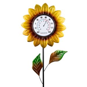 Mothers Day Gifts Outdoor Thermometers for Patio - Waterproof Sunflower Outdoor Indoor Thermometer with Stake Decorative for Yard Garden Wall Living Room Decor, Large Easy-Read No Require Batteries