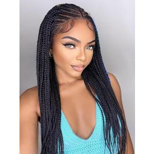 GORGIUS Braided Lace Front Wigs Pre Plucked Knotless Box Braid Wig with Baby Hair Pre Braided Glueless Synthetic Cornrown Wig For Women