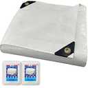 TARPAL Tarp 6'x 10' White Tarp Waterproof 7.5 mil(2-Pack) Medium Duty All Purpose Poly Tarps Cover Waterproof,Snow Proof UV Protection,Rip and Tear Proof,Poly Tarpaulin
