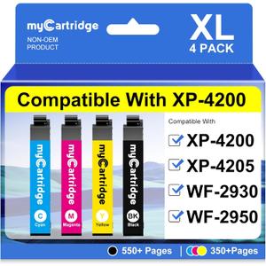 myCartridge Remanufactured Ink Cartridges Replacement for 232XL Ink Cartridges Combo Pack 232 XL Compatible with XP-4200 XP-4205 WF-2930 WF 2950 Printer,4 Pack (BK/C/M/Y)