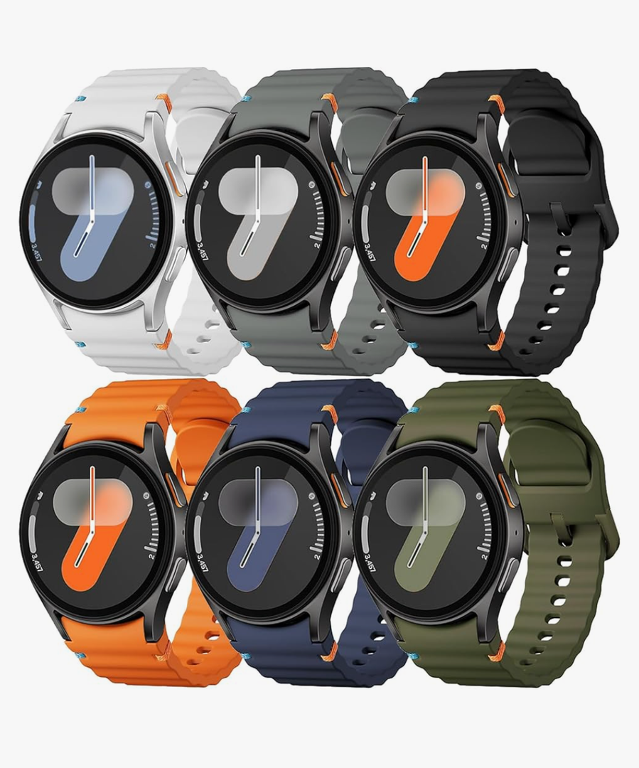 Sport Band for Samsung Galaxy Watch 7 Band 40mm 44mm,No Gap Soft Silicone Strap for Galaxy Watch 6 5 4 FE Band 40mm 44mm/Galaxy Watch 6/4 Classic 47mm 43mm 46mm 42mm/Watch 5 pro 45mm Men Women,6 Pack