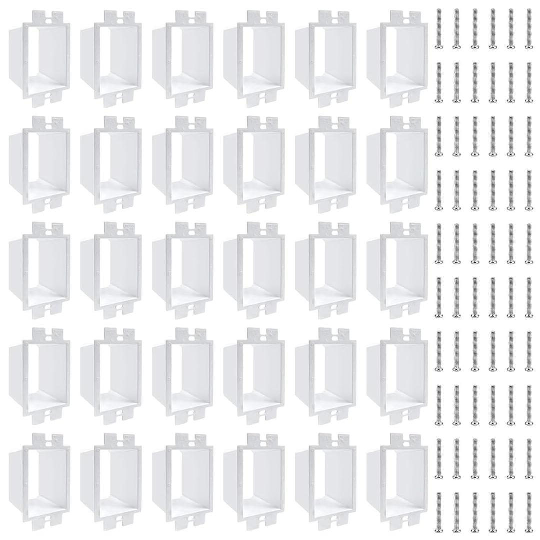 30PCS BE1-2 Electrical Outlet Box Extenders with 60 Screws, 1-Gang Box Extender, Single Gang Box Extender 1 Gang Power Switch Receptacles Accessories