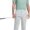 M MAELREG Mens Striped Golf Shirts Short Sleeve Silk-Like Touch Water-Resistant Breathable Soft Collared Polo Shirts for Men (Green, S)