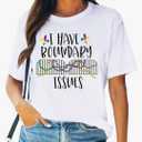 Mardi Gras Shirts for Women Carnival Fat Tuseday Tee Tops I Have Boundary Issues T-Shirt A-White L