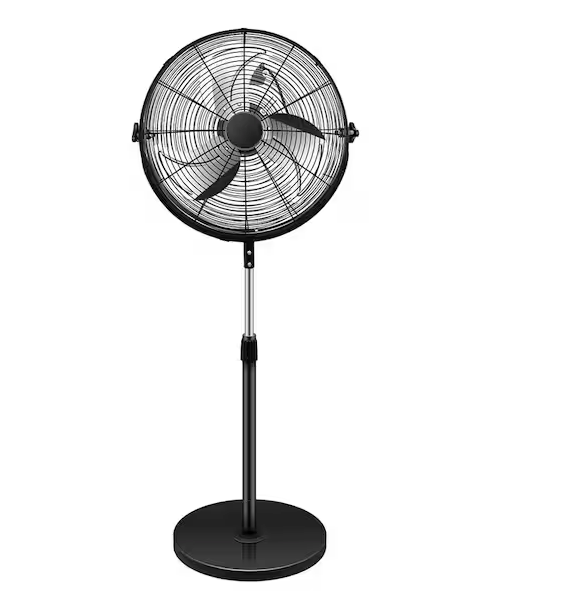 18 Inch Pedestal Standing Fan, High Velocity, Heavy Duty Metal For Industrial, Commercial, Residential, Black