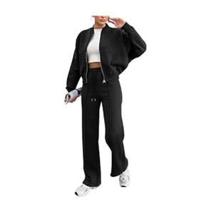 KESHEYOUXUAN Women's Two Piece Tracksuit, Lounge Sets for Women 2025 Sweatsuit 2 Piece Outfits Sweatshirt，workout sets for women (US, Alpha, Large, Regular, Regular, Black)