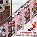 Large Velvet Christmas Bow 23.6x15.7 Inch Vintage Christmas Tree Topper Bows Christmas Staircase Wreath Bows for Xmas Fireplace Decoration (4, Pink)