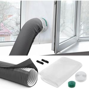Sliner Portable Air Conditioner Window Vent Kit AC Hose Cover Wrap Duct Insulation Wrap Sleeve Fit 5'' & 5.9'' Exhaust Hose Window Seal Kit for Mobile AC Dryer 10 x 40-60 Inch Length Adjustable