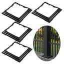 Thyle 4 Pcs 6 x 6 Inches Vinyl Post Sleeve Black Adjustable Post Skirt Base Eusable Column Wrap Trim for 3 to 6.5 Inch Porch Fence Deck Stairs Rails