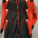 Adult Dr Villain Costume Cosplay Black Red Jacket Coat for Men Halloween Party Outfit with Jacket Gloves Glasses and Beard (Small, 4pcs)