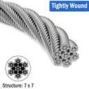 Future Way 1/8" Stainless Steel Cable 800FT, T316 Cable Railing Kit Hardware for Deck and Handrail, 7 x 7 Strands, 1800 lb Breaking Strength