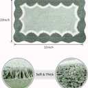 Scalloped Green Bathroom Rugs Mat,Non Slip Absorbent Quick Dry Bath Mats for Shower Room,Plush Microfiber Bath Mats for Bathroom Floor Washable Carpet for Shower Tub Sink Bedroom,20"x32"