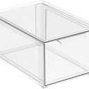 MDesign Plastic Stackable Bathroom Storage with Pull Out Bin Organizer Drawer for Cabinet, Vanity, Shelf, Cupboard, Cabinet, or Closet Organization - Lumiere Collection - Clear (8 x 12 x 6 (Pack of 1))