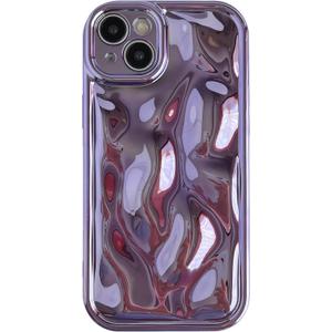 Caseative for iPhone 14 Plus Case,Water Ripple Wave Meteorite Bubble Chrome Plating Soft Phone Case (Light Purple)