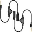 PChero 3.5mm Headphone Extension Cables, 2pcs 3.5mm Male to Female Stereo Audio Extension Cord with Volume Adjustment Control for Smartphone Tablets MP3 Players - 10inch