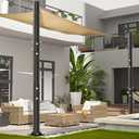 Cofiyard 2 Pack Shade Sail Poles, 10 FT Heavy Duty Sun Shade Poles for Outdoor, 2.6’’ Diameter Steel Sun Sail Poles for Ground Patio Garden Deck, Metal Poles for Canopy Awning Shade Cloth (8 Rivets)