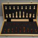 AMEROUS 15 Inches Magnetic Wooden Chess Set - 2 Extra Queens - Folding Board - Pieces Storage Slots, Handmade Portable Travel Chess Game - Beginner Chess Set for Kids, 6 up Age